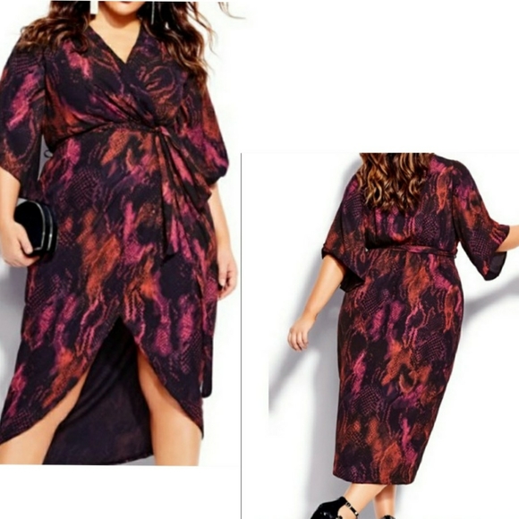 ποΈβ City Chic π Faux Wrap High/Low Dress - Picture 3 of 4